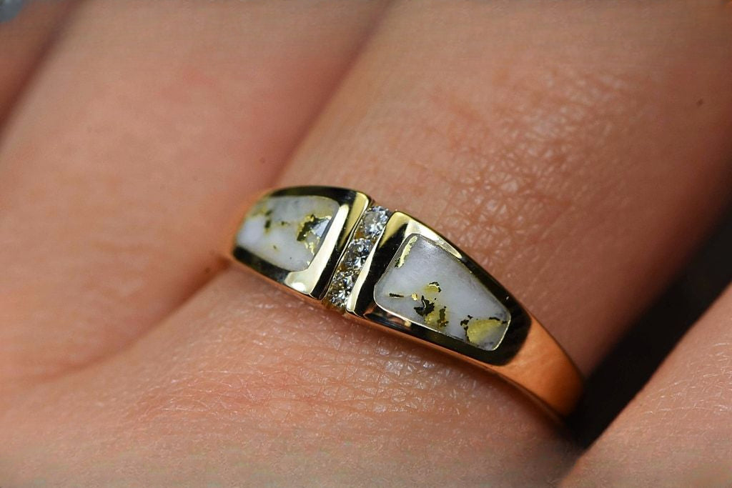 Gold Quartz Ring "Orocal" RL1057DQ Genuine Hand Crafted Jewelry - 14K Gold Casting