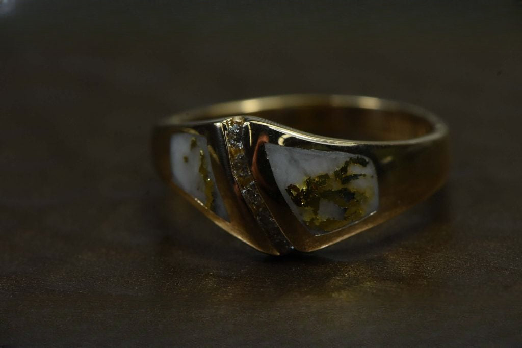 Gold Quartz Ring "Orocal" RL1064DQ Genuine Hand Crafted Jewelry - 14K Gold Casting