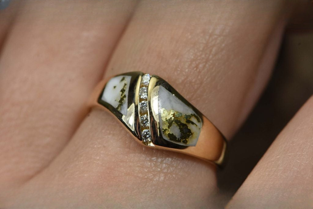 Gold Quartz Ring "Orocal" RL1064DQ Genuine Hand Crafted Jewelry - 14K Gold Casting