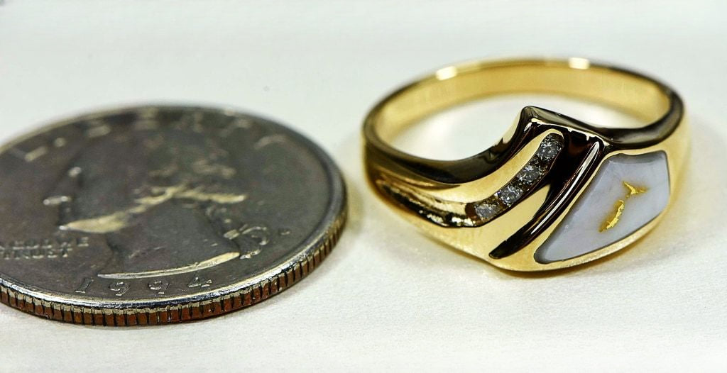 Gold Quartz Ring "Orocal" RL1073DQ Genuine Hand Crafted Jewelry - 14K Gold Casting