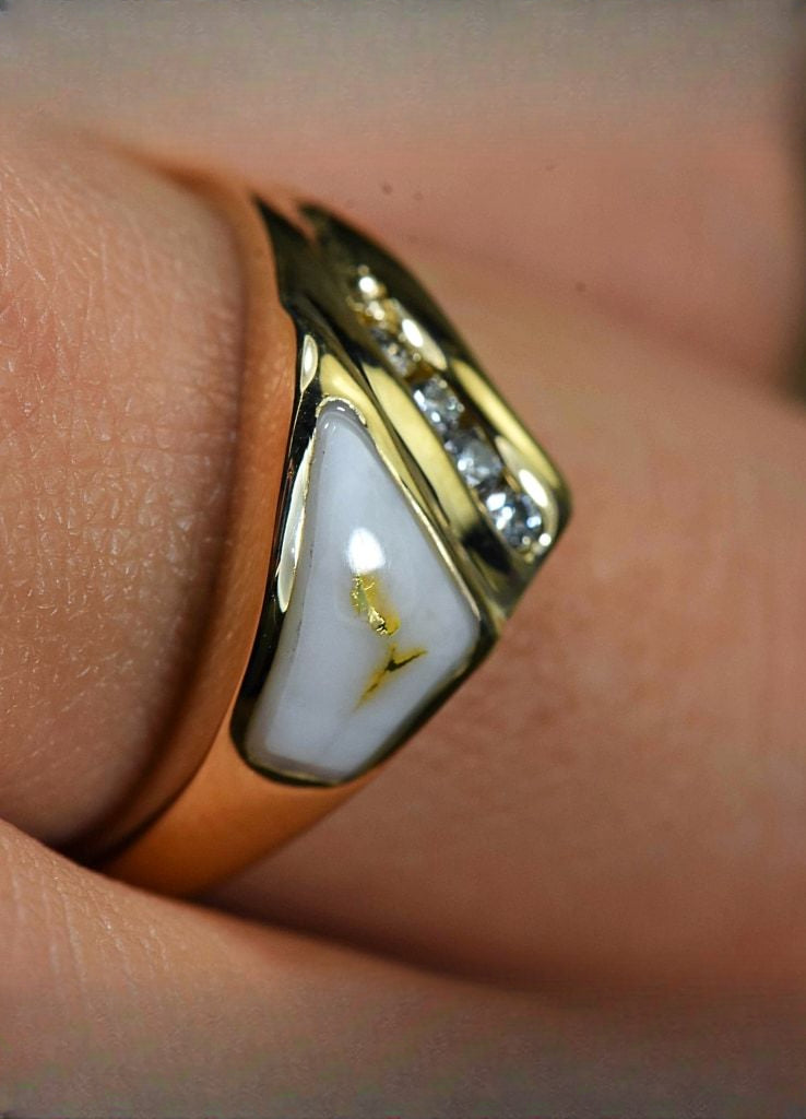 Gold Quartz Ring "Orocal" RL1073DQ Genuine Hand Crafted Jewelry - 14K Gold Casting