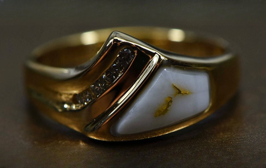 Gold Quartz Ring "Orocal" RL1073DQ Genuine Hand Crafted Jewelry - 14K Gold Casting