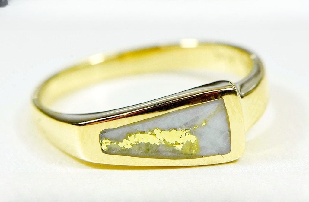 Gold Quartz Ring "Orocal" RL1074Q Genuine Hand Crafted Jewelry - 14K Gold Casting