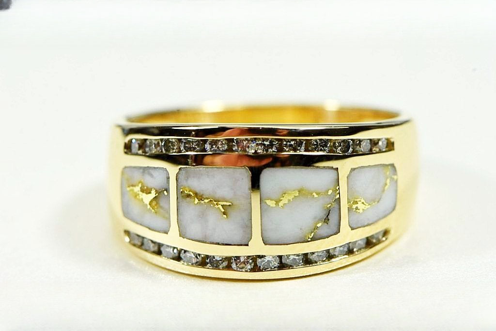 Gold Quartz Ring "Orocal" RL1075DQ Genuine Hand Crafted Jewelry - 14K Gold Casting