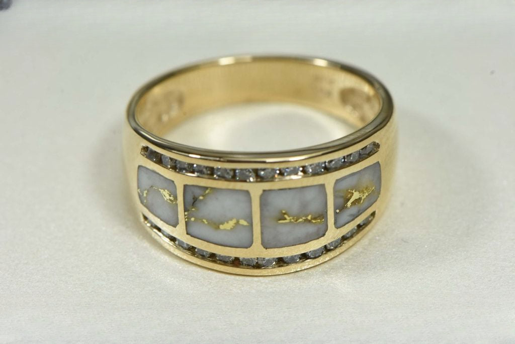 Gold Quartz Ring "Orocal" RL1075DQ Genuine Hand Crafted Jewelry - 14K Gold Casting