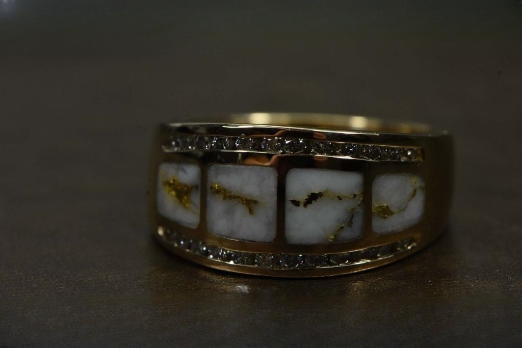 Gold Quartz Ring "Orocal" RL1075DQ Genuine Hand Crafted Jewelry - 14K Gold Casting