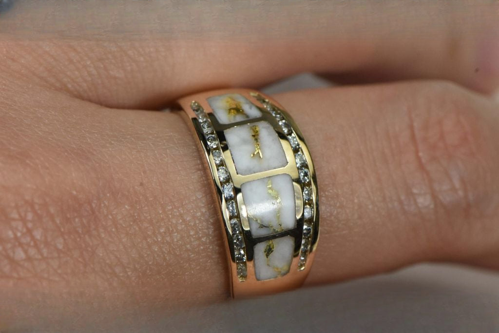 Gold Quartz Ring "Orocal" RL1075DQ Genuine Hand Crafted Jewelry - 14K Gold Casting