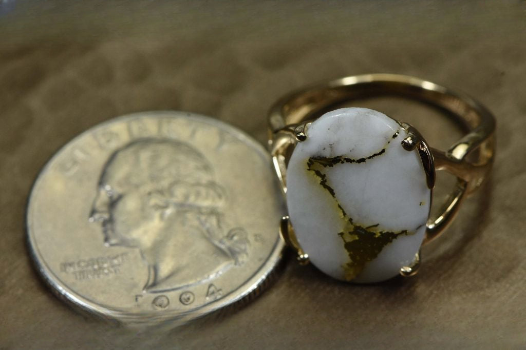 Gold Quartz Ring "Orocal" RL1106Q Genuine Hand Crafted Jewelry - 14K Gold Casting