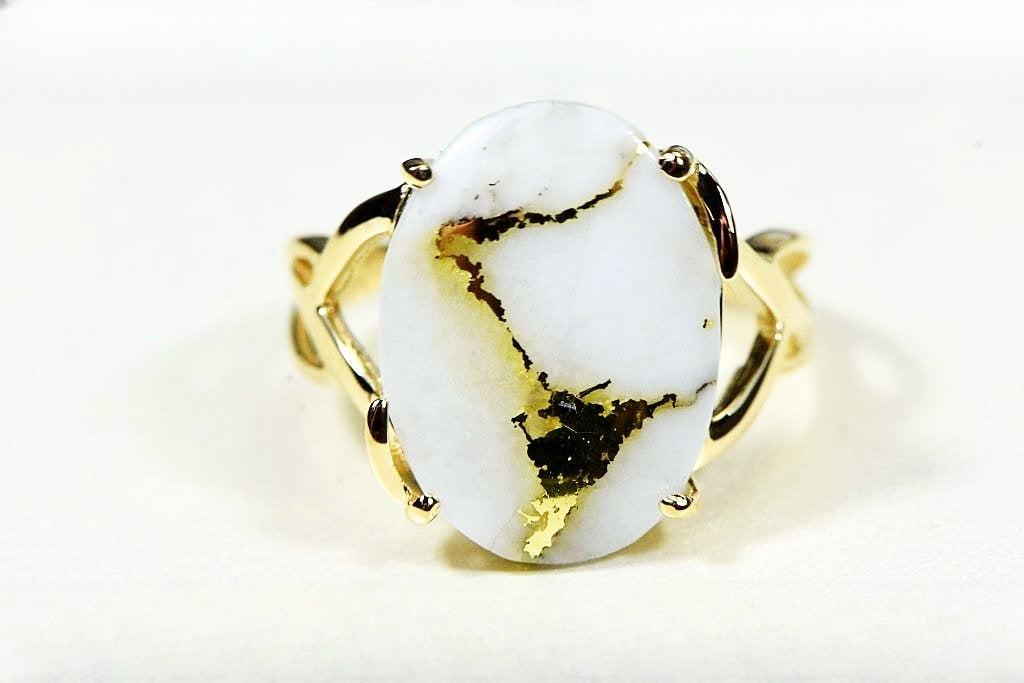 Gold Quartz Ring "Orocal" RL1106Q Genuine Hand Crafted Jewelry - 14K Gold Casting