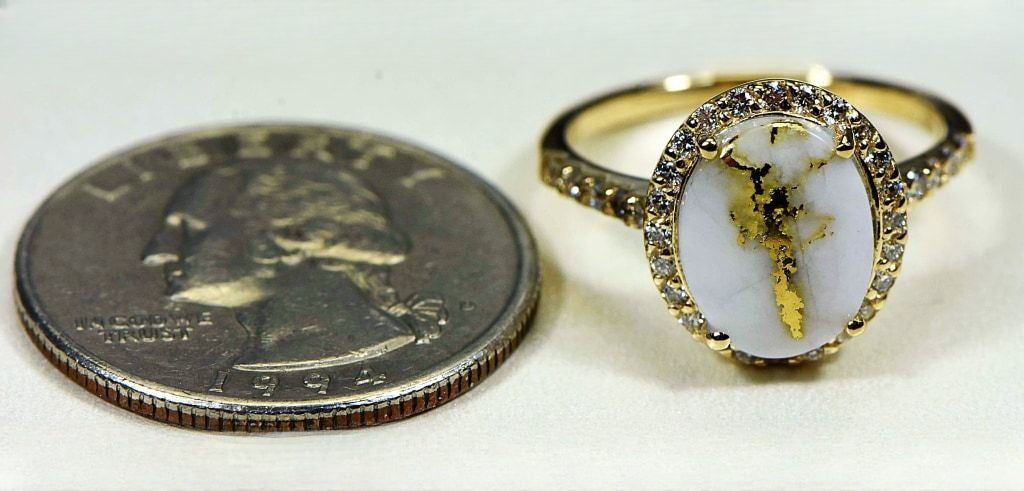 Gold Quartz Ring "Orocal" RL1109DQ Genuine Hand Crafted Jewelry - 14K Gold Casting