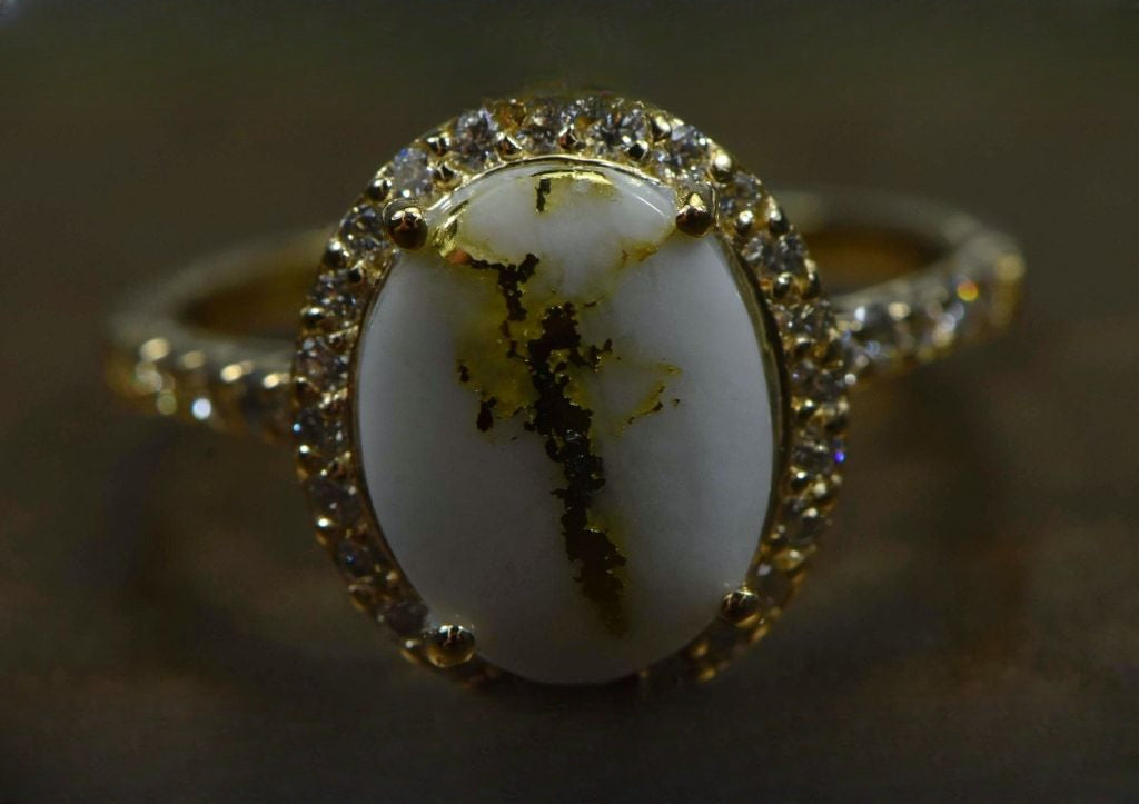 Gold Quartz Ring "Orocal" RL1109DQ Genuine Hand Crafted Jewelry - 14K Gold Casting