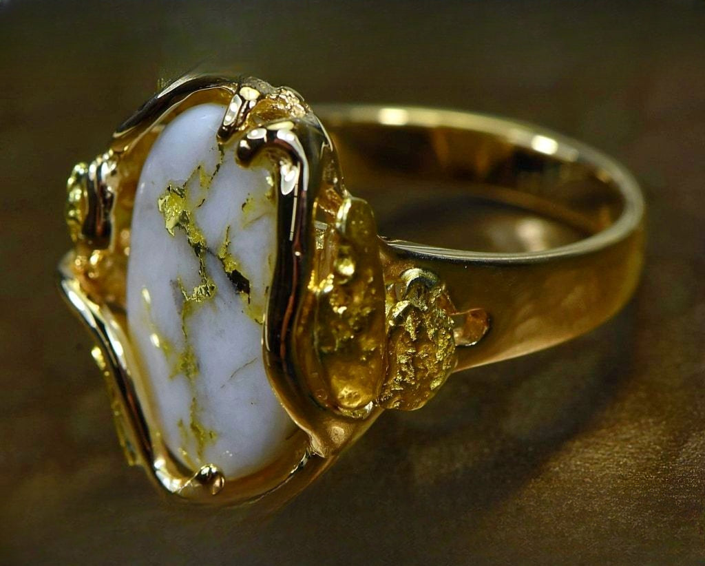 Gold Quartz Ring "Orocal" RL232LQ Genuine Hand Crafted Jewelry - 14K Gold Casting