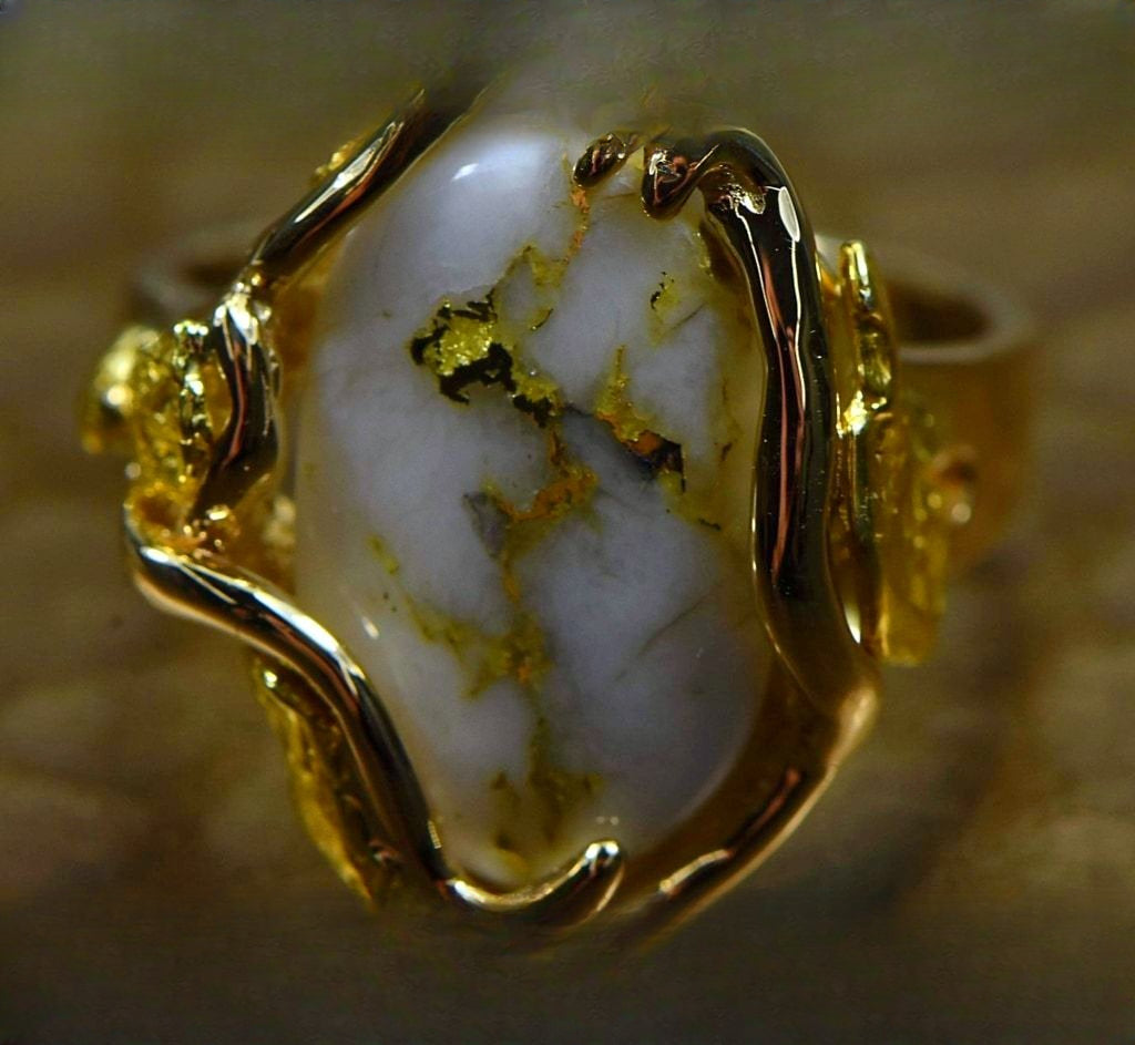 Gold Quartz Ring "Orocal" RL232LQ Genuine Hand Crafted Jewelry - 14K Gold Casting