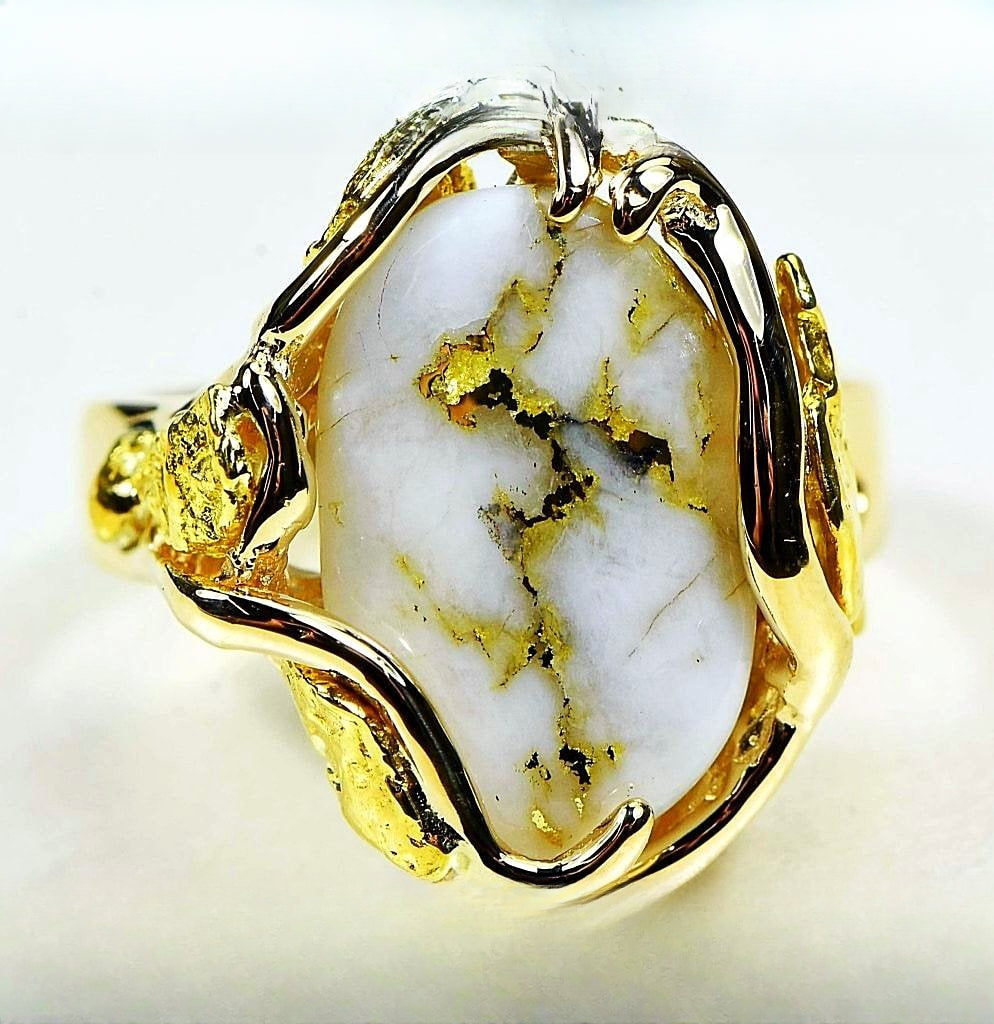 Gold Quartz Ring "Orocal" RL232LQ Genuine Hand Crafted Jewelry - 14K Gold Casting