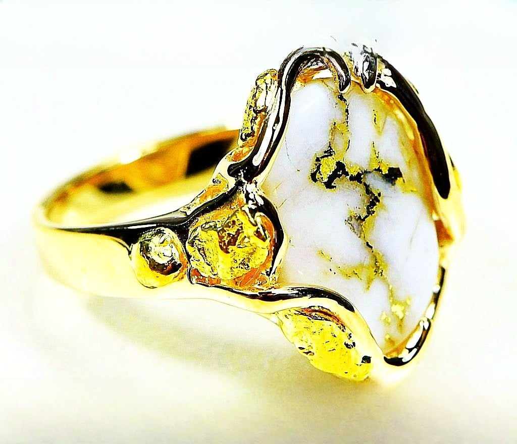 Gold Quartz Ring "Orocal" RL232LQ Genuine Hand Crafted Jewelry - 14K Gold Casting