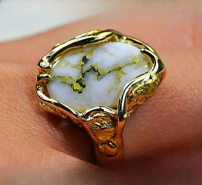Gold Quartz Ring "Orocal" RL232LQ Genuine Hand Crafted Jewelry - 14K Gold Casting