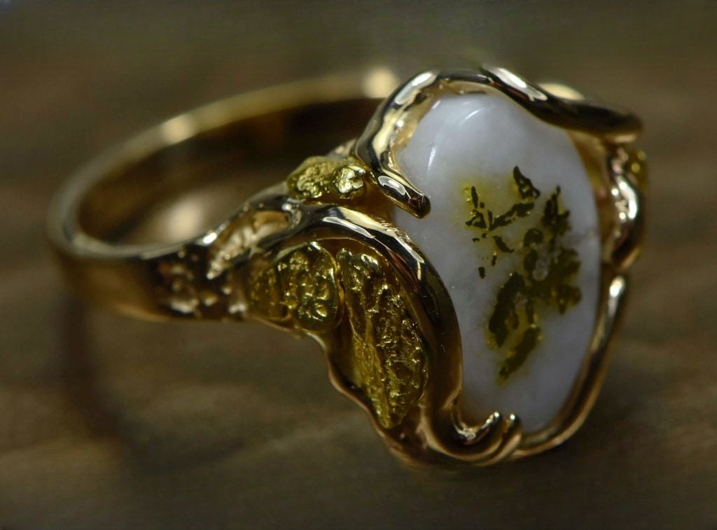 Gold Quartz Ring "Orocal" RL232Q Genuine Hand Crafted Jewelry - 14K Gold Casting