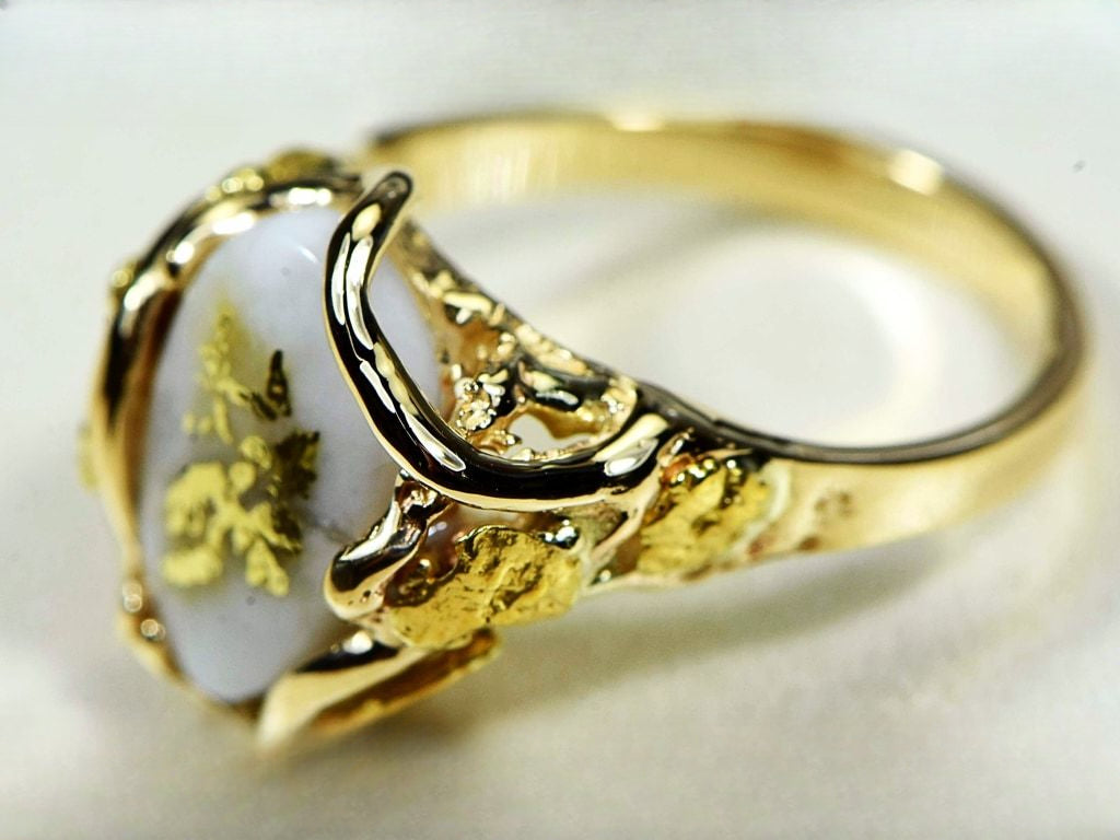 Gold Quartz Ring "Orocal" RL232Q Genuine Hand Crafted Jewelry - 14K Gold Casting