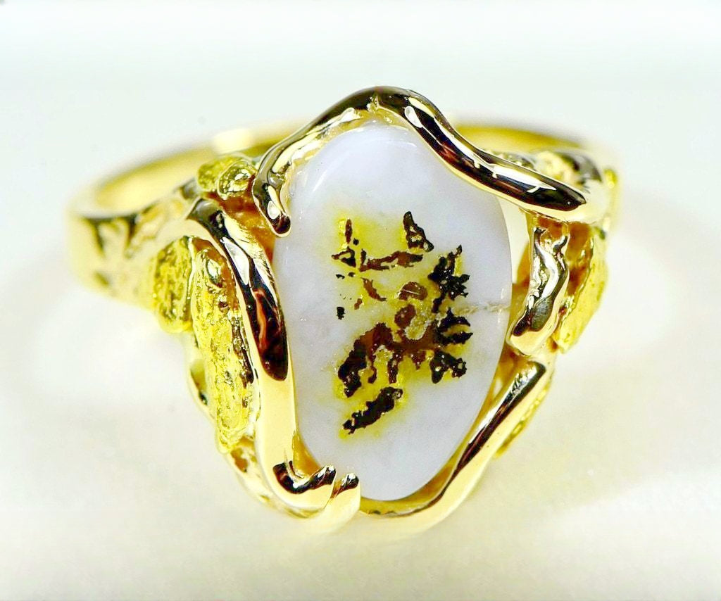 Gold Quartz Ring "Orocal" RL232Q Genuine Hand Crafted Jewelry - 14K Gold Casting