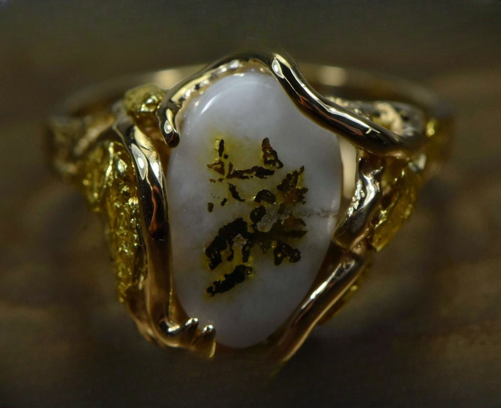 Gold Quartz Ring "Orocal" RL232Q Genuine Hand Crafted Jewelry - 14K Gold Casting
