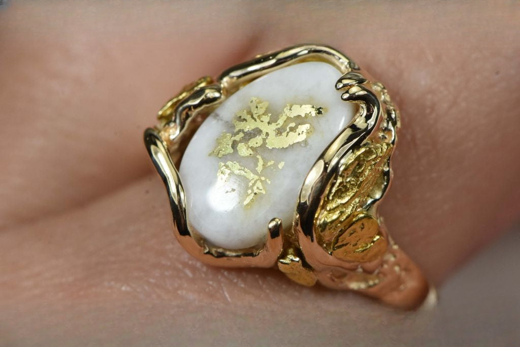 Gold Quartz Ring "Orocal" RL232Q Genuine Hand Crafted Jewelry - 14K Gold Casting