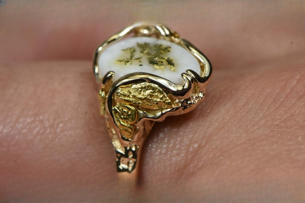 Gold Quartz Ring "Orocal" RL232Q Genuine Hand Crafted Jewelry - 14K Gold Casting