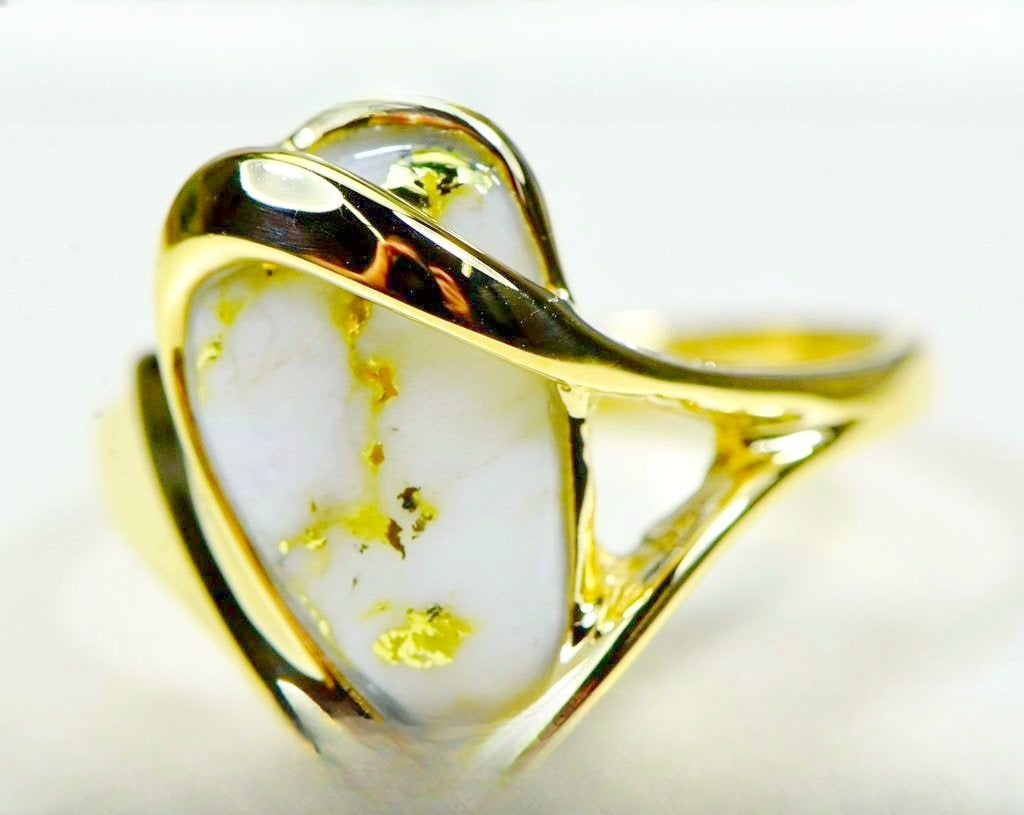 Gold Quartz Ring "Orocal" RL549Q Genuine Hand Crafted Jewelry - 14K Gold Casting
