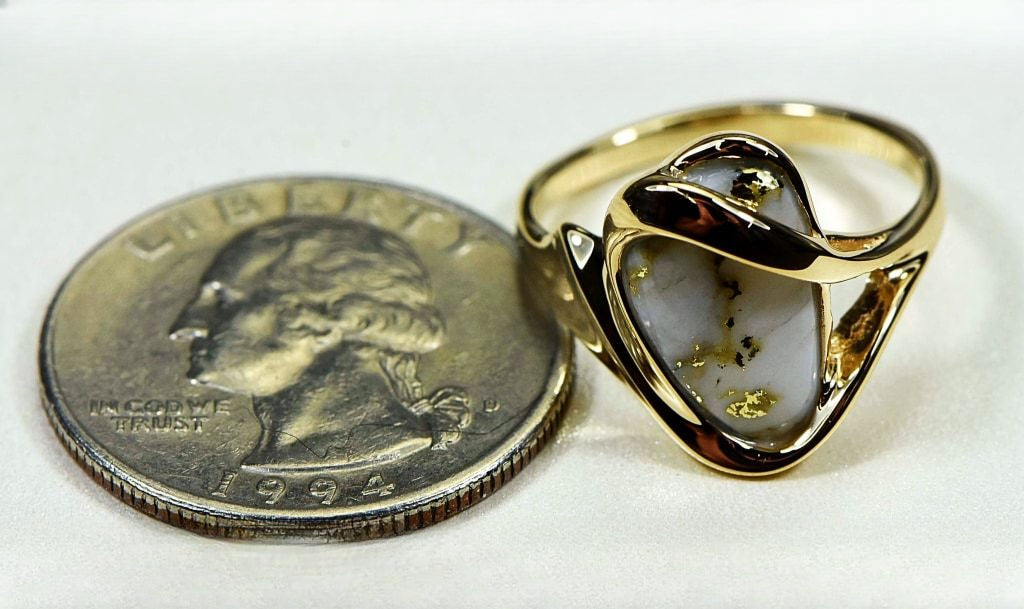Gold Quartz Ring "Orocal" RL549Q Genuine Hand Crafted Jewelry - 14K Gold Casting
