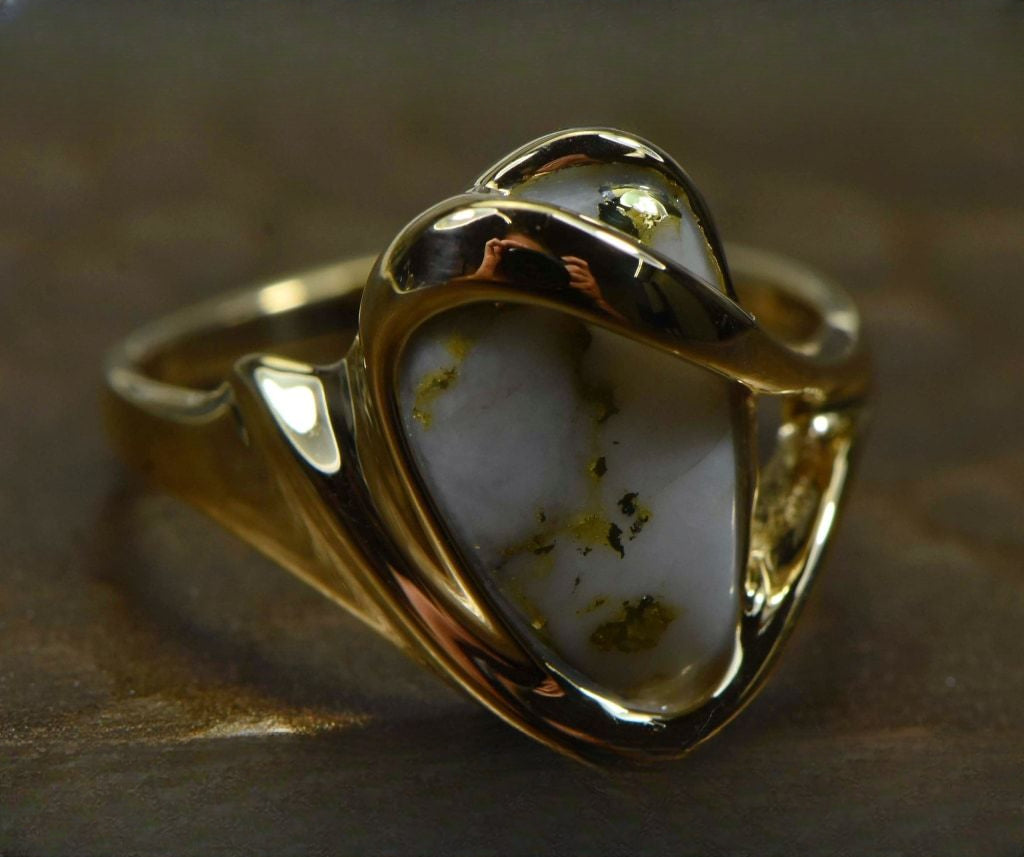 Gold Quartz Ring "Orocal" RL549Q Genuine Hand Crafted Jewelry - 14K Gold Casting