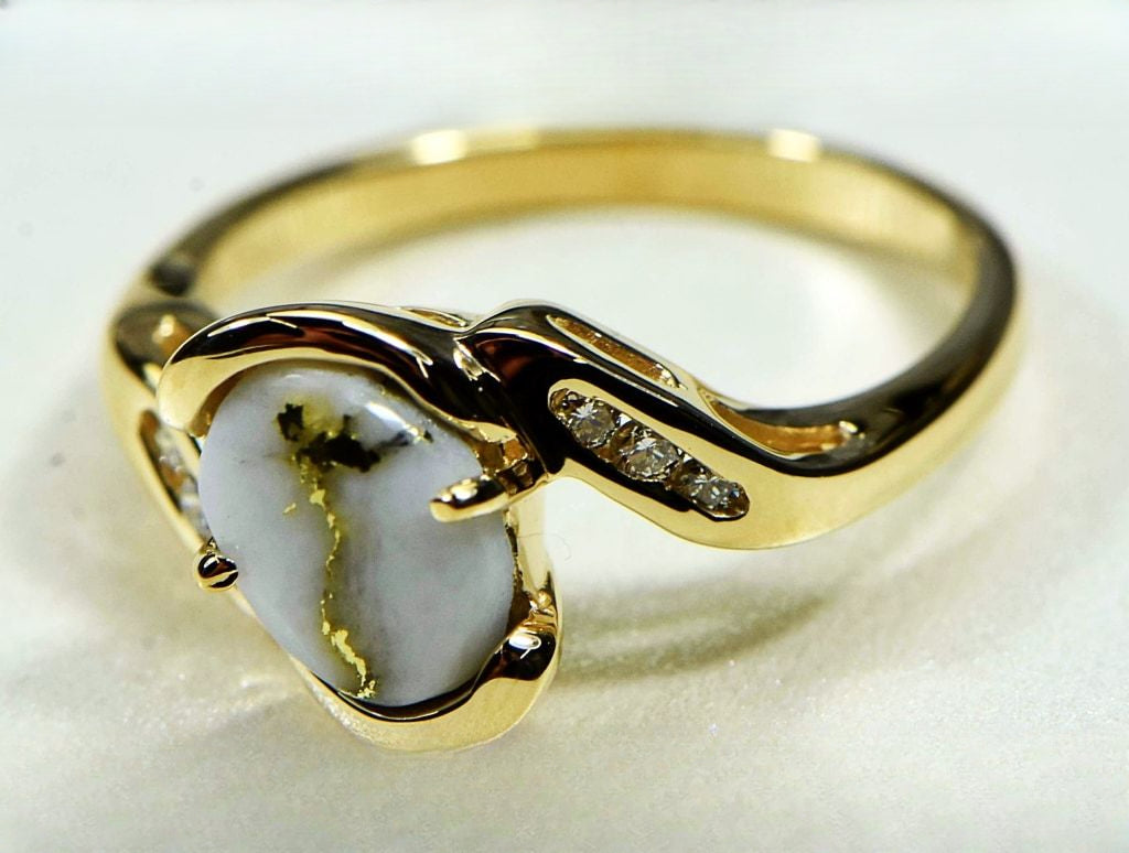 Gold Quartz Ring "Orocal" RL586D10Q Genuine Hand Crafted Jewelry - 14K Gold Casting