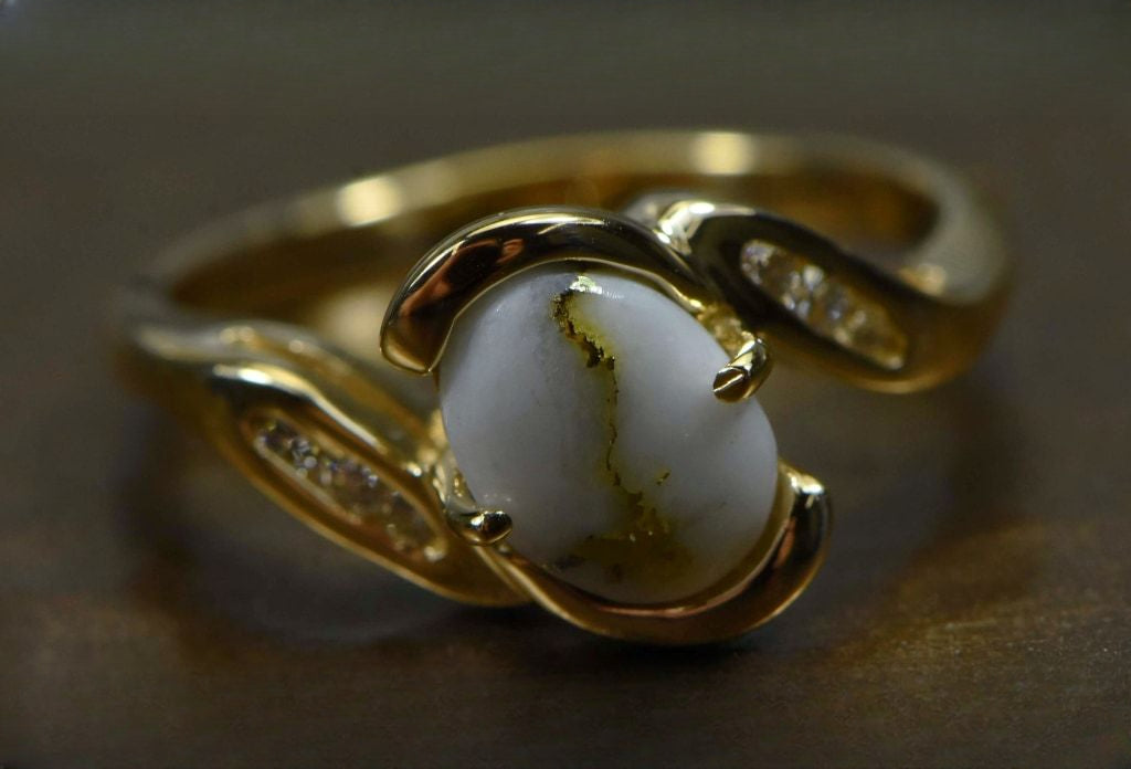Gold Quartz Ring "Orocal" RL586D10Q Genuine Hand Crafted Jewelry - 14K Gold Casting