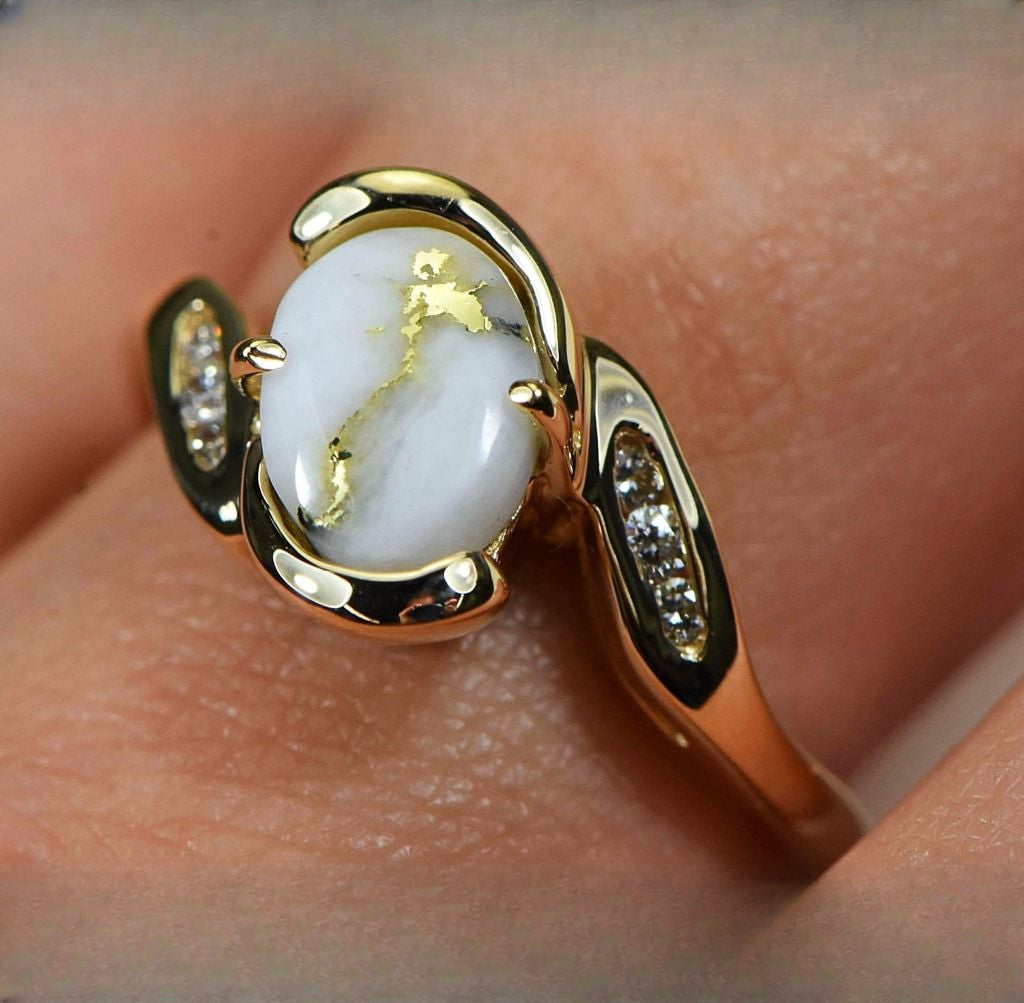 Gold Quartz Ring "Orocal" RL586D10Q Genuine Hand Crafted Jewelry - 14K Gold Casting