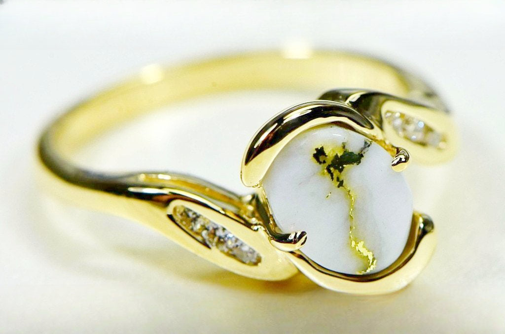 Gold Quartz Ring "Orocal" RL586D10Q Genuine Hand Crafted Jewelry - 14K Gold Casting