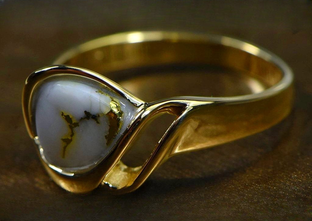 Gold Quartz Ring "Orocal" RL587Q Genuine Hand Crafted Jewelry - 14K Gold Casting