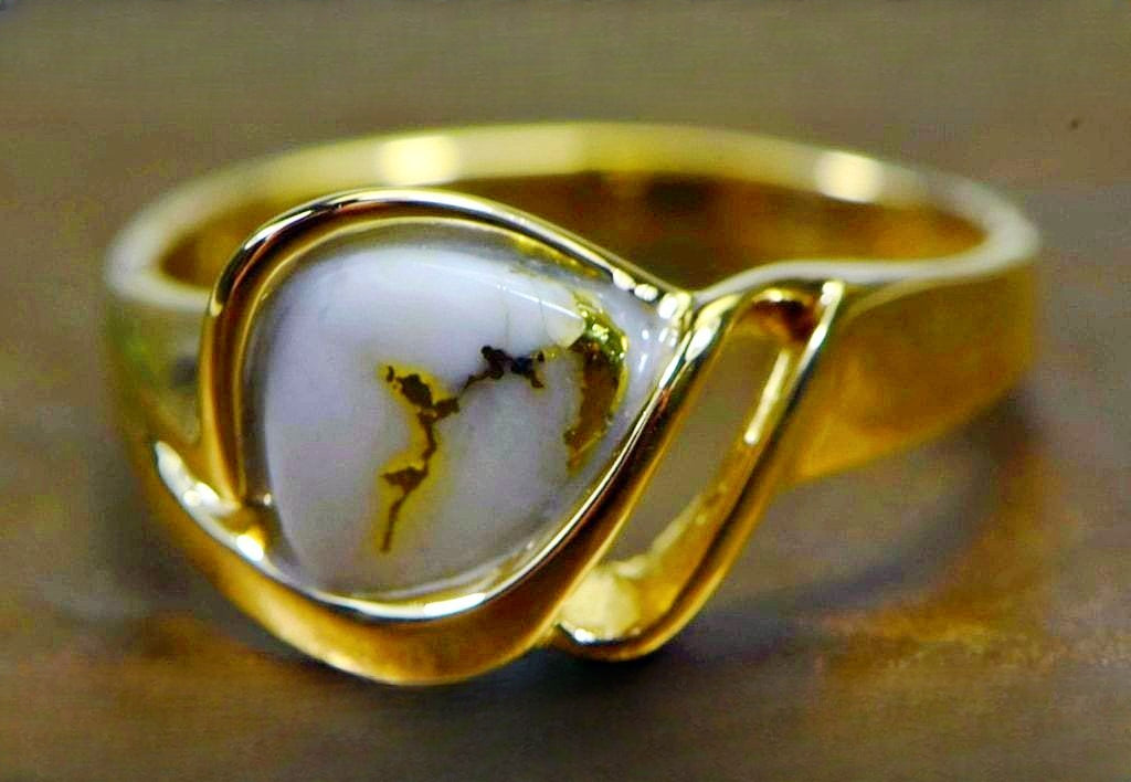 Gold Quartz Ring "Orocal" RL587Q Genuine Hand Crafted Jewelry - 14K Gold Casting