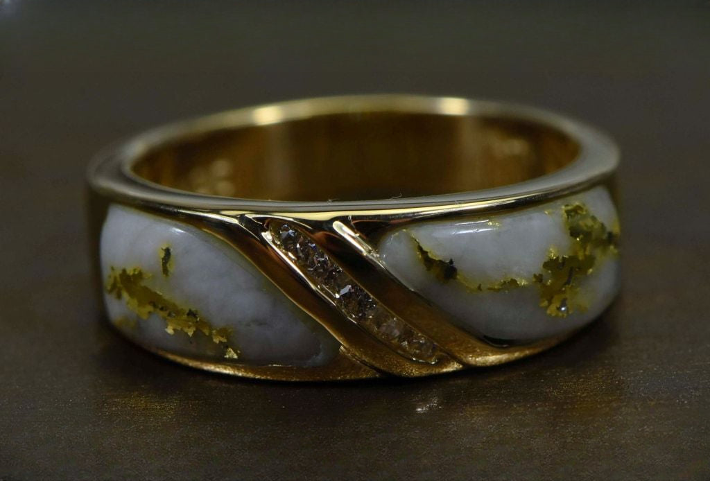Gold Quartz Ring "Orocal" RL610D10Q Genuine Hand Crafted Jewelry - 14K Gold Casting