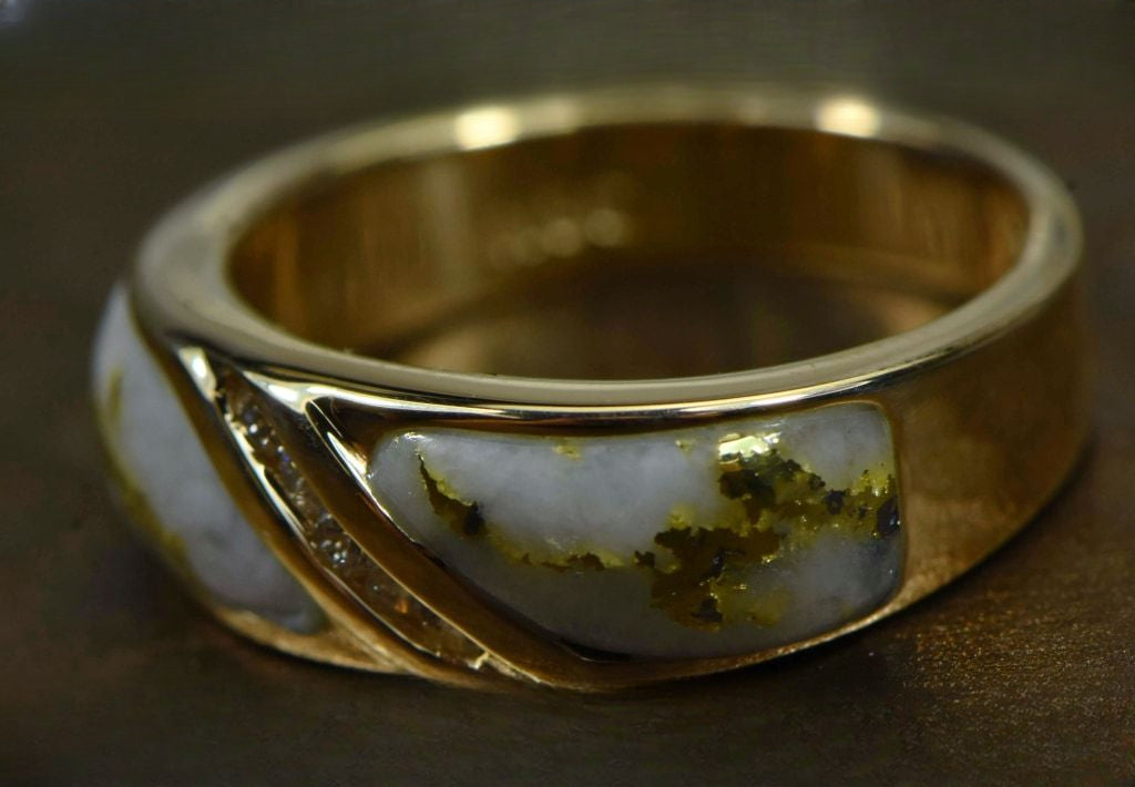 Gold Quartz Ring "Orocal" RL610D10Q Genuine Hand Crafted Jewelry - 14K Gold Casting