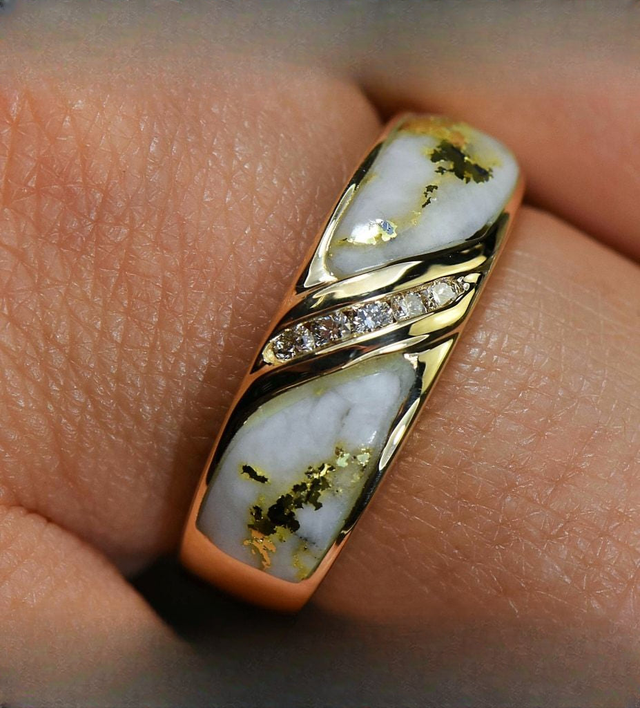 Gold Quartz Ring "Orocal" RL610D10Q Genuine Hand Crafted Jewelry - 14K Gold Casting