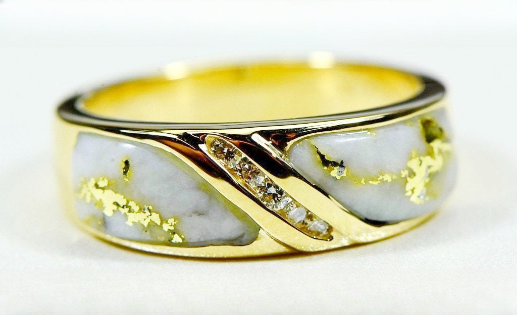 Gold Quartz Ring "Orocal" RL610D10Q Genuine Hand Crafted Jewelry - 14K Gold Casting