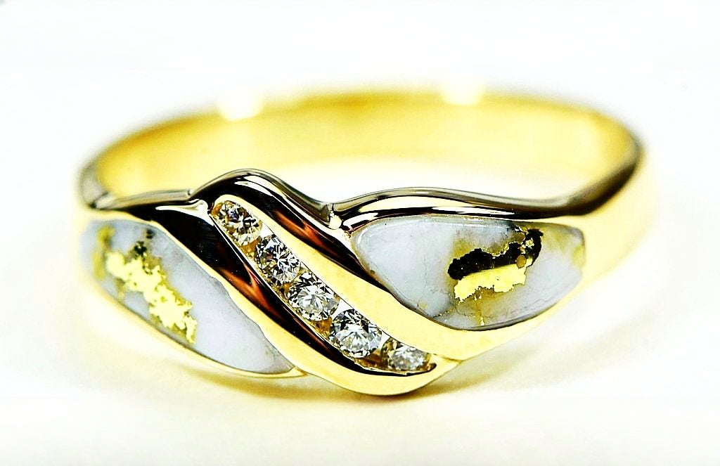 Gold Quartz Ring "Orocal" RL612D10Q Genuine Hand Crafted Jewelry - 14K Gold Casting