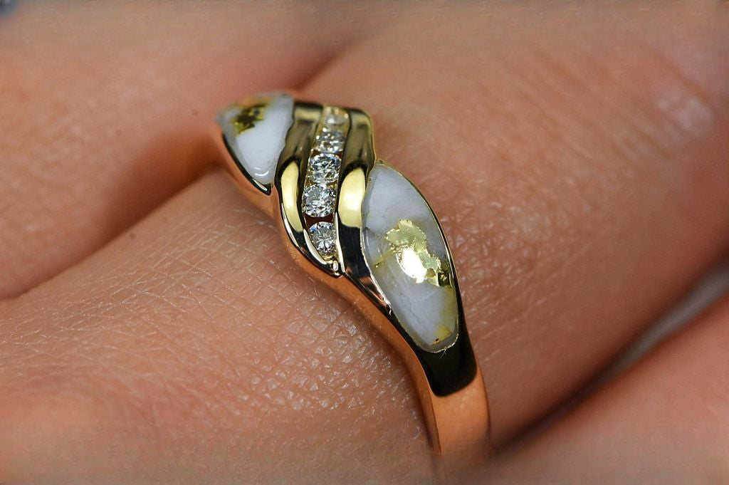 Gold Quartz Ring "Orocal" RL612D10Q Genuine Hand Crafted Jewelry - 14K Gold Casting