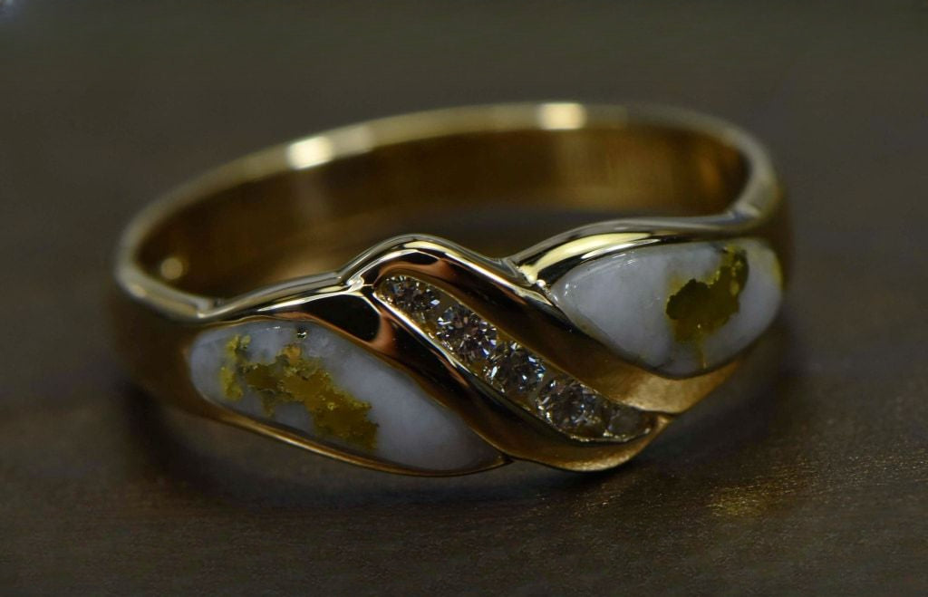 Gold Quartz Ring "Orocal" RL612D10Q Genuine Hand Crafted Jewelry - 14K Gold Casting