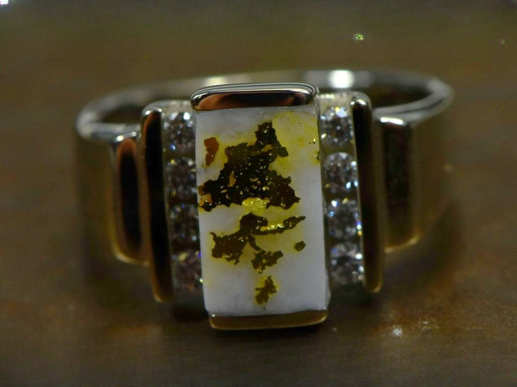 Gold Quartz Ring "Orocal" RL639D32QW Genuine Hand Crafted Jewelry - 14K Gold Casting