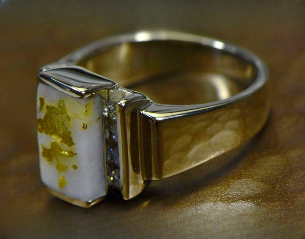 Gold Quartz Ring "Orocal" RL639D32QW Genuine Hand Crafted Jewelry - 14K Gold Casting