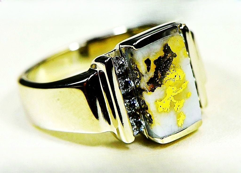 Gold Quartz Ring "Orocal" RL639D32QW Genuine Hand Crafted Jewelry - 14K Gold Casting