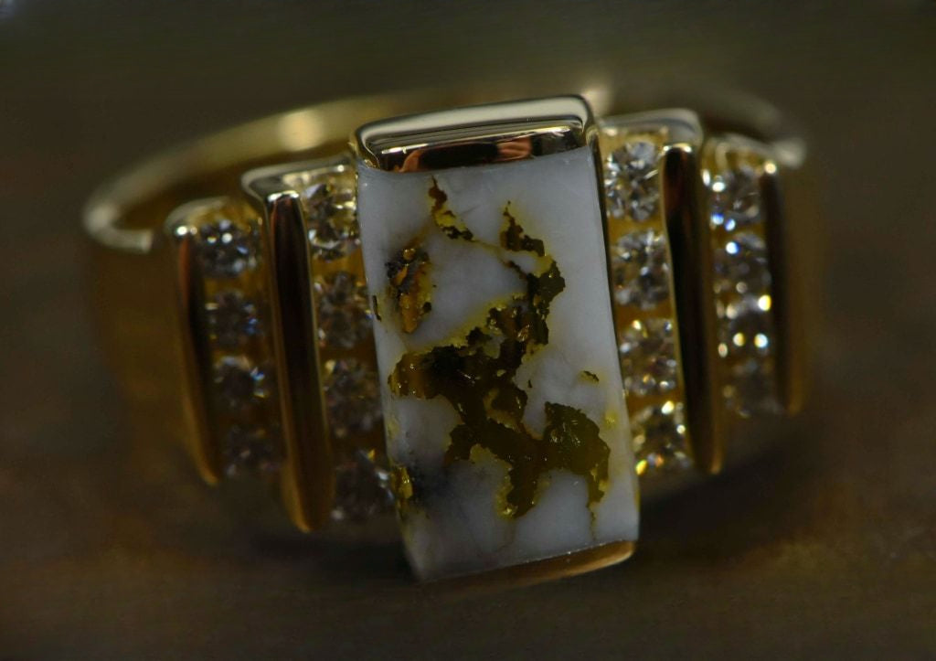 Gold Quartz Ring "Orocal" RL639D48Q Genuine Hand Crafted Jewelry - 14K Gold Casting