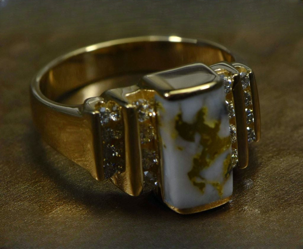Gold Quartz Ring "Orocal" RL639D48Q Genuine Hand Crafted Jewelry - 14K Gold Casting