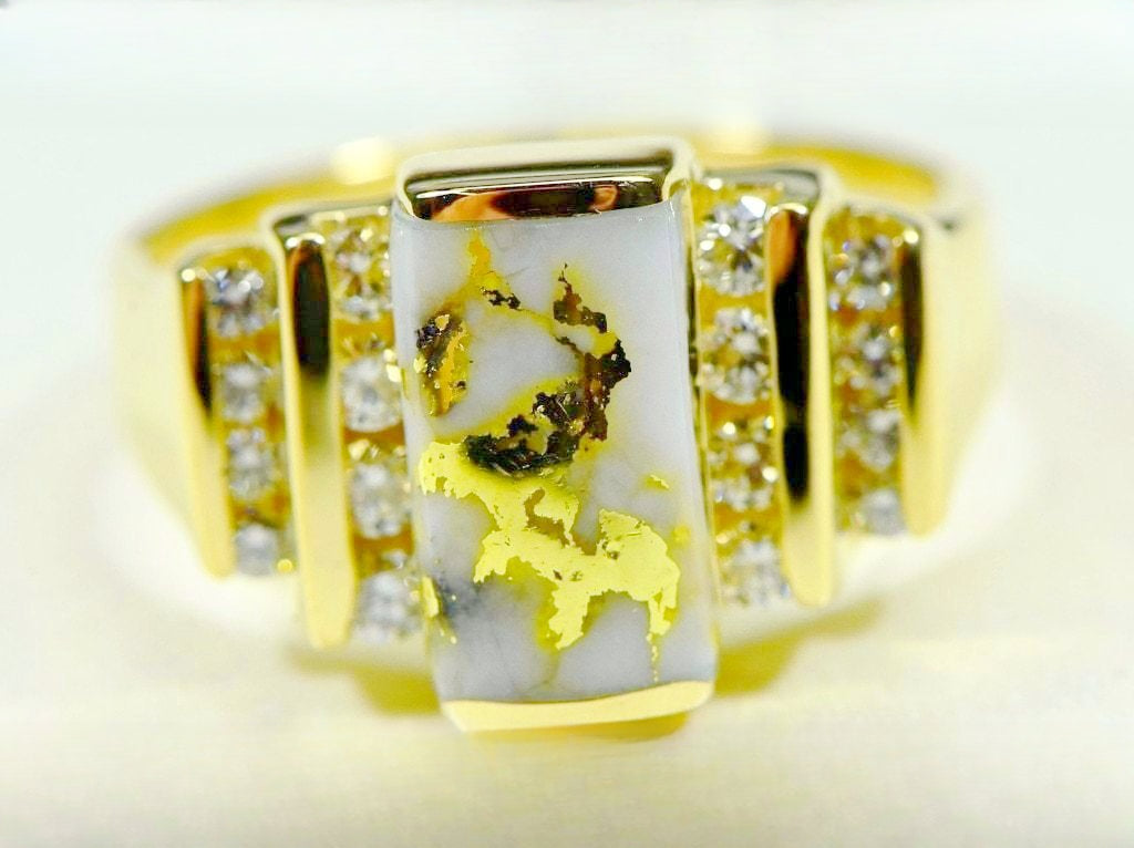 Gold Quartz Ring "Orocal" RL639D48Q Genuine Hand Crafted Jewelry - 14K Gold Casting