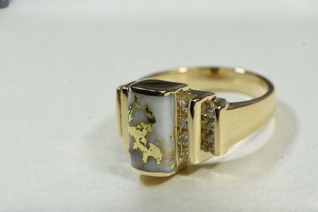 Gold Quartz Ring "Orocal" RL639D48Q Genuine Hand Crafted Jewelry - 14K Gold Casting