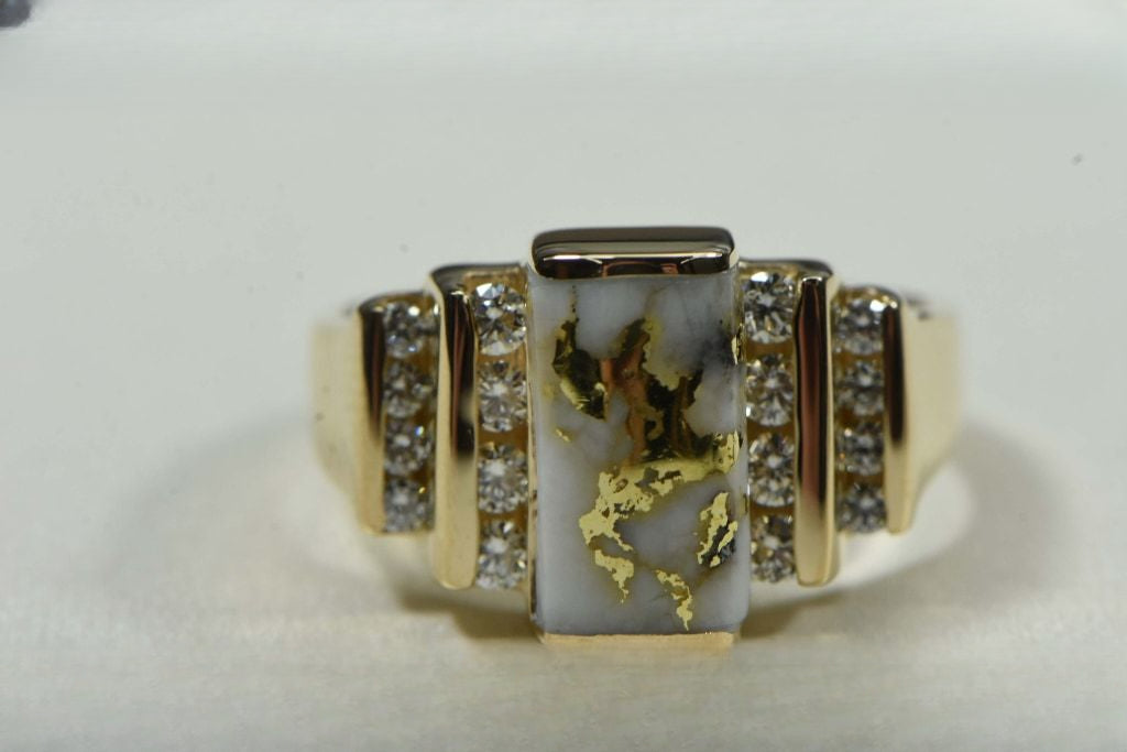 Gold Quartz Ring "Orocal" RL639D48Q Genuine Hand Crafted Jewelry - 14K Gold Casting